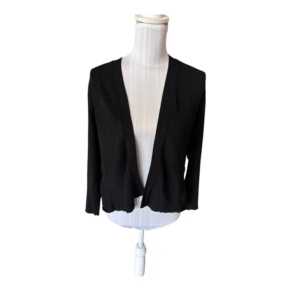 kela Black Open Cardigan Ribbed Pattern Size M